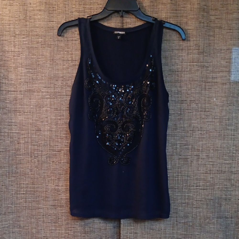 Express Black Embellished Tank Top
